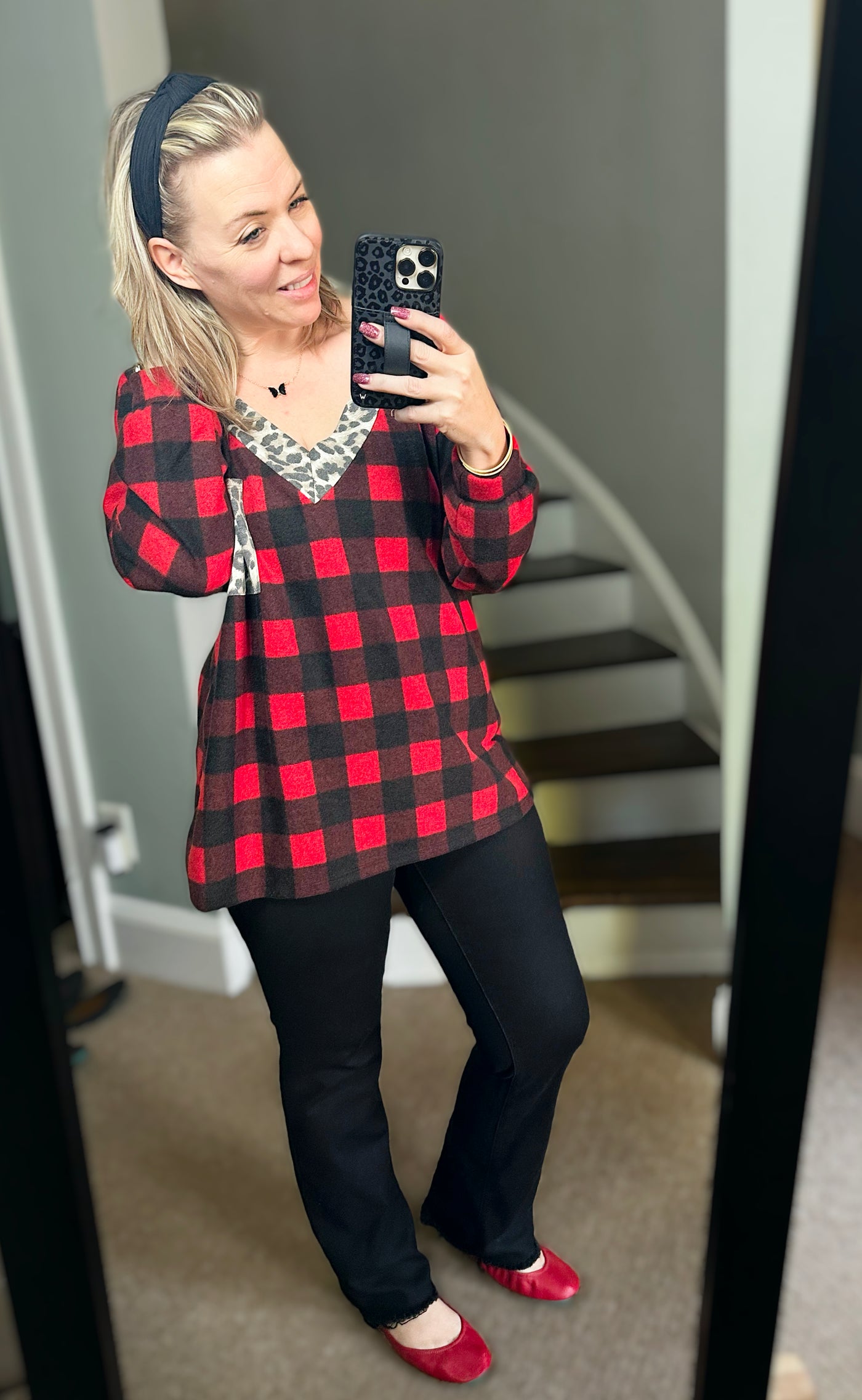 Super Soft Buffalo Plaid & Animal Print Top