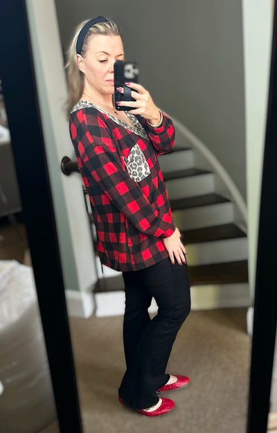 Super Soft Buffalo Plaid & Animal Print Top