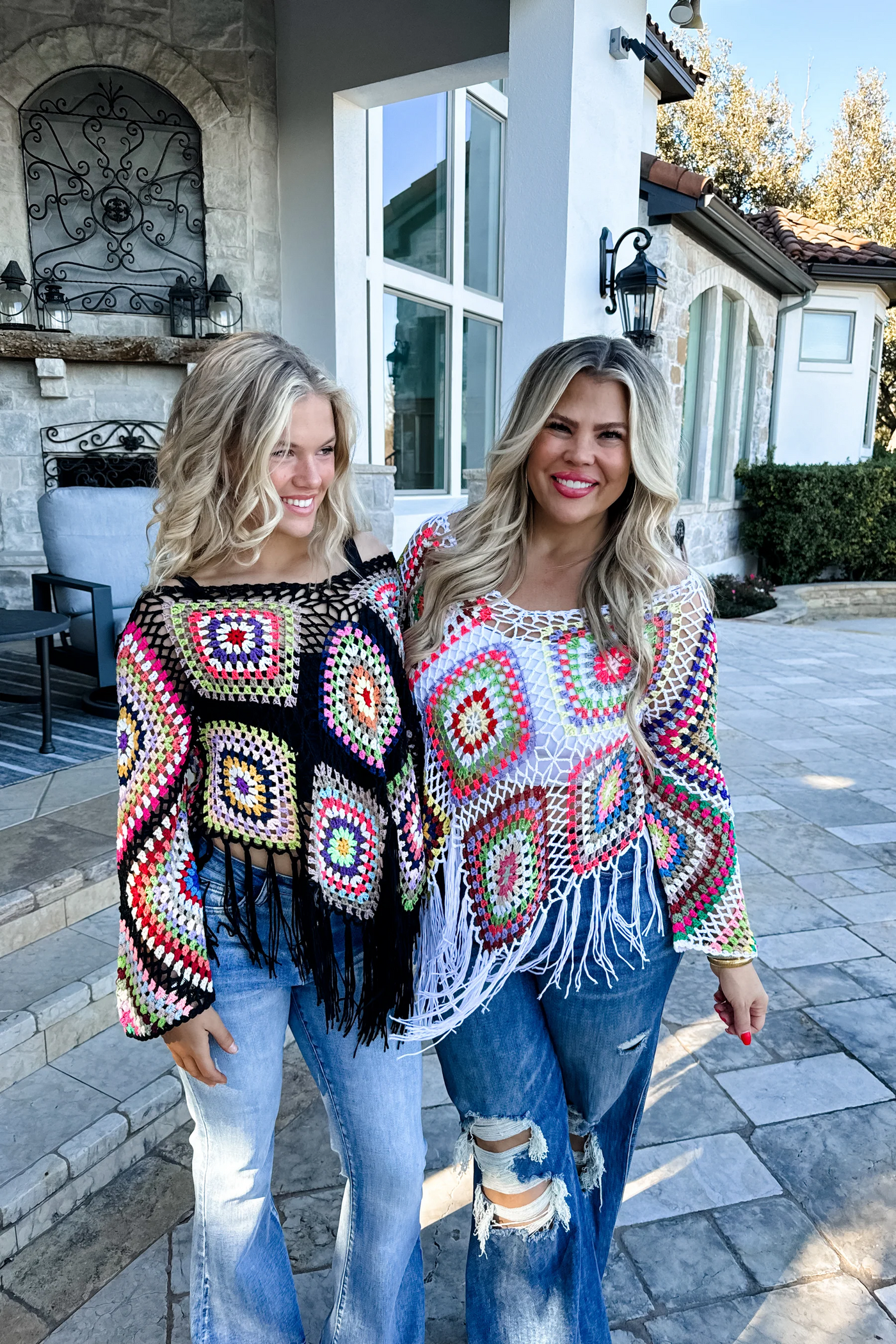 2 Colors - Boho Crochet Knit Fringe Bottom Tops - Blakeley