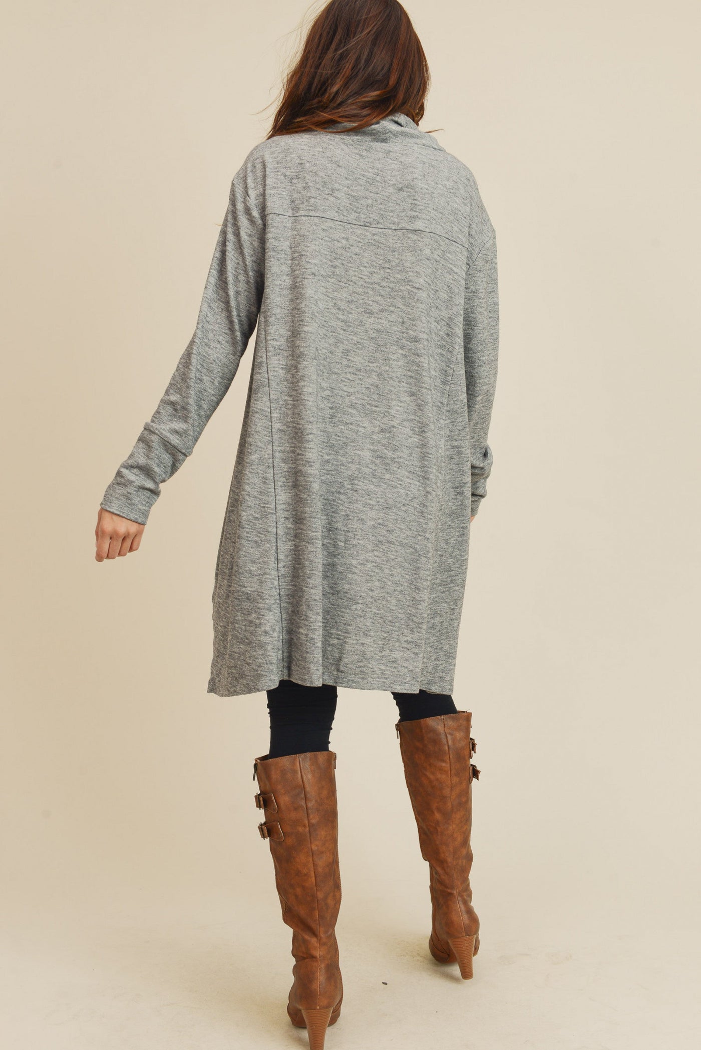 Oversized Funnel Neck Hi-Low Tunic with Thumbholes