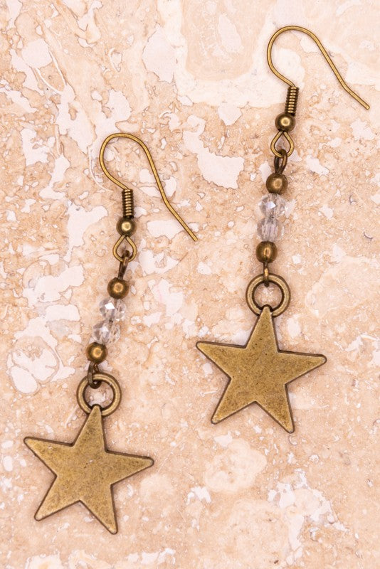 Macey Beads and Stars Bronze Earrings