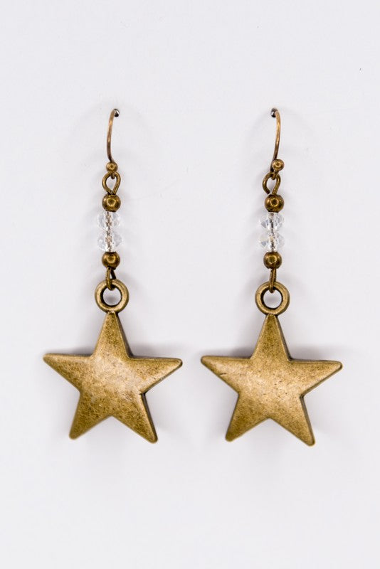 Macey Beads and Stars Bronze Earrings