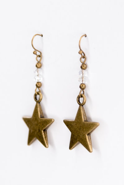 Macey Beads and Stars Bronze Earrings