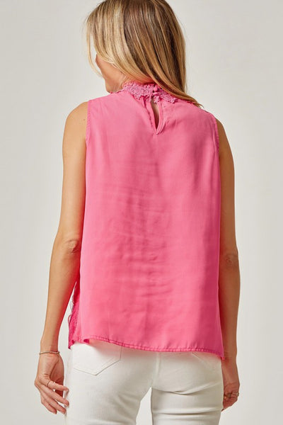 Romantic Hot Pink Sleeveless Lace Top - Andree by Unit