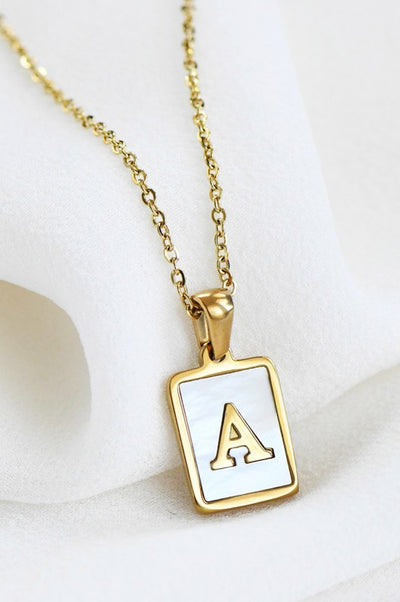 18K Gold Stainless Steel Initial Tag Necklace