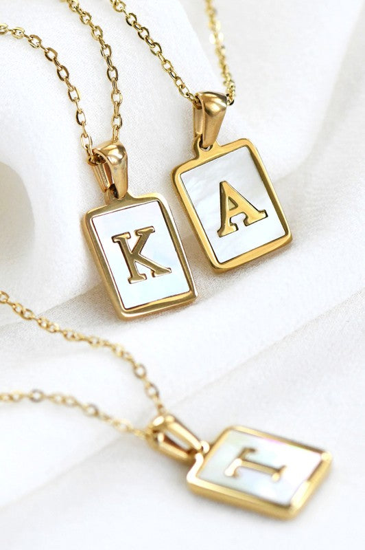 18K Gold Stainless Steel Initial Tag Necklace