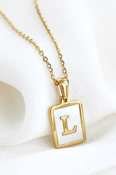 18K Gold Stainless Steel Initial Tag Necklace