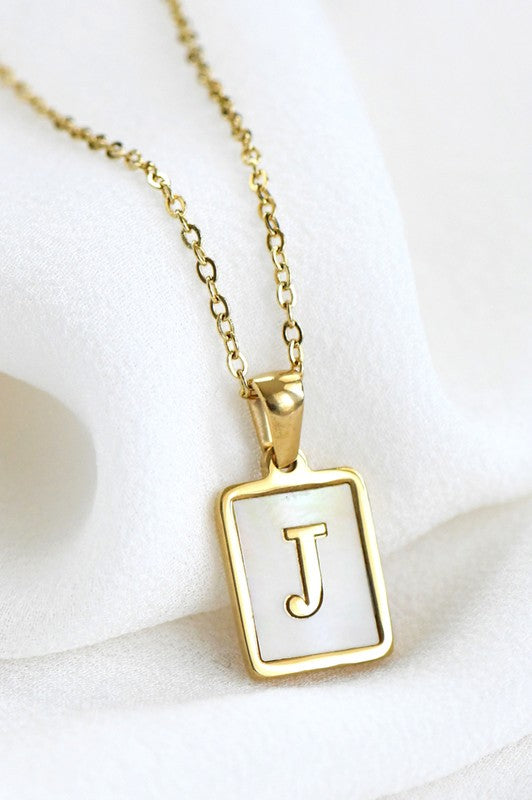 18K Gold Stainless Steel Initial Tag Necklace