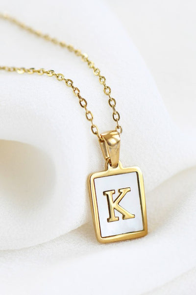 18K Gold Stainless Steel Initial Tag Necklace