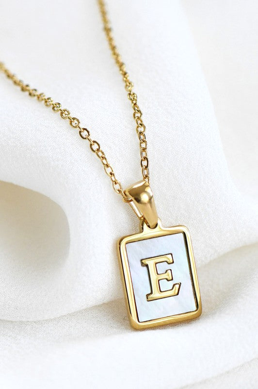 18K Gold Stainless Steel Initial Tag Necklace