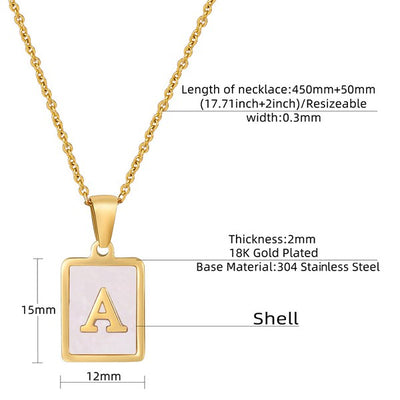 18K Gold Stainless Steel Initial Tag Necklace