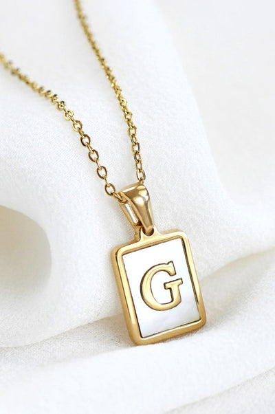 18K Gold Stainless Steel Initial Tag Necklace