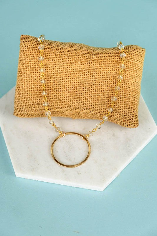 Nakita Necklace - Clear & Gold Center Hoop