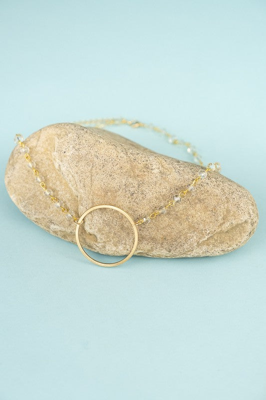 Nakita Necklace - Clear & Gold Center Hoop