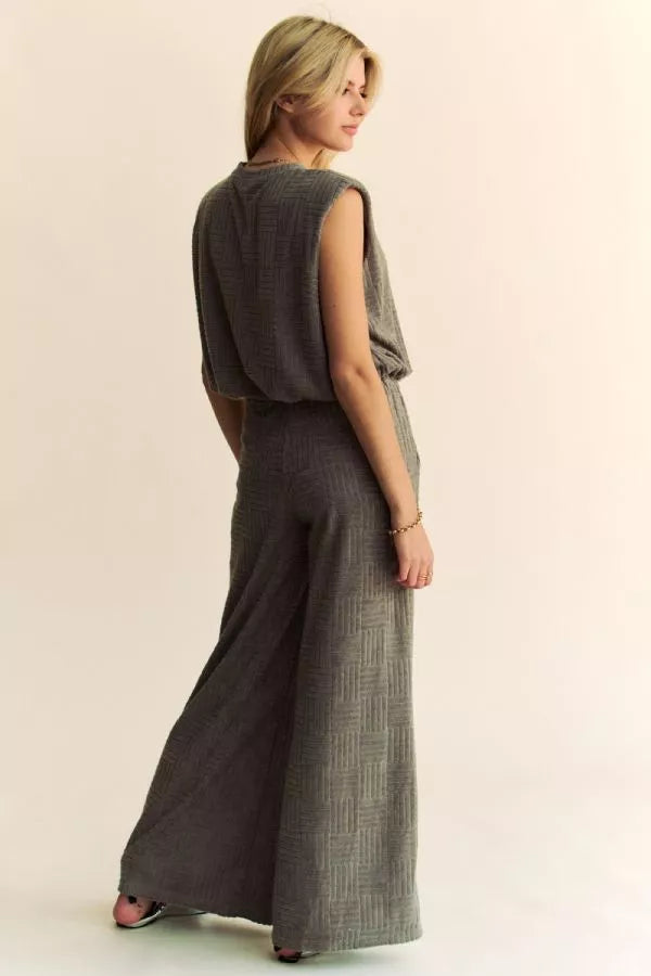 2 Colors - Textured Sleeveless Top & Wide Leg Pants SOLD SEPARATELY