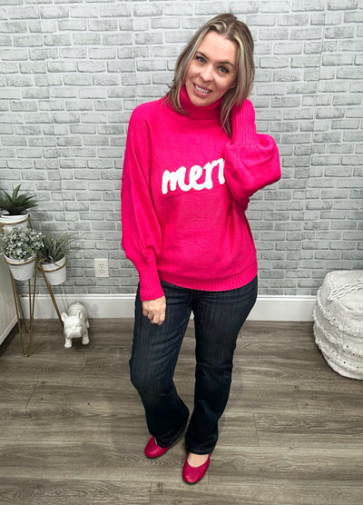 Hot Pink "Merry" Turtleneck Sweater