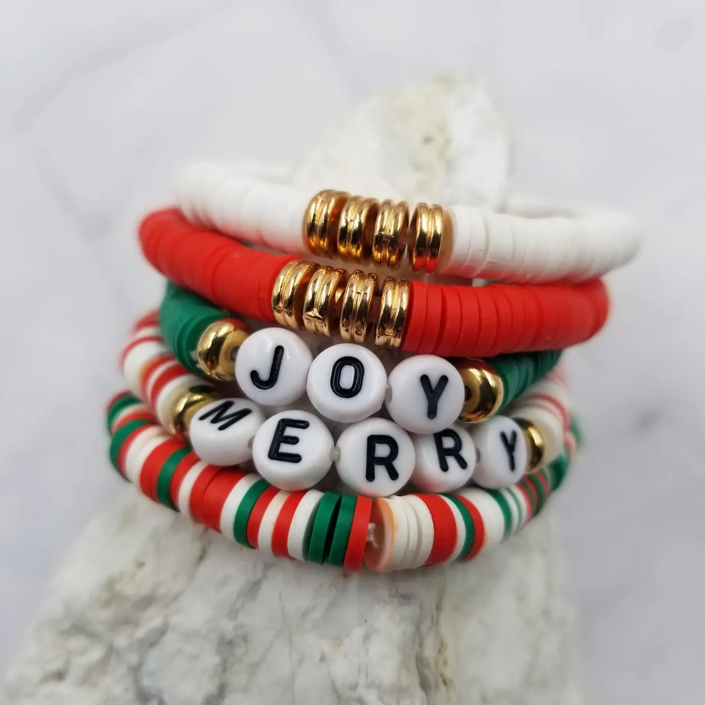 Set of 5 Christmas Bracelets - Stack Them, Share Them, Wear Them!