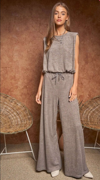 2 Colors - Textured Sleeveless Top & Wide Leg Pants SOLD SEPARATELY