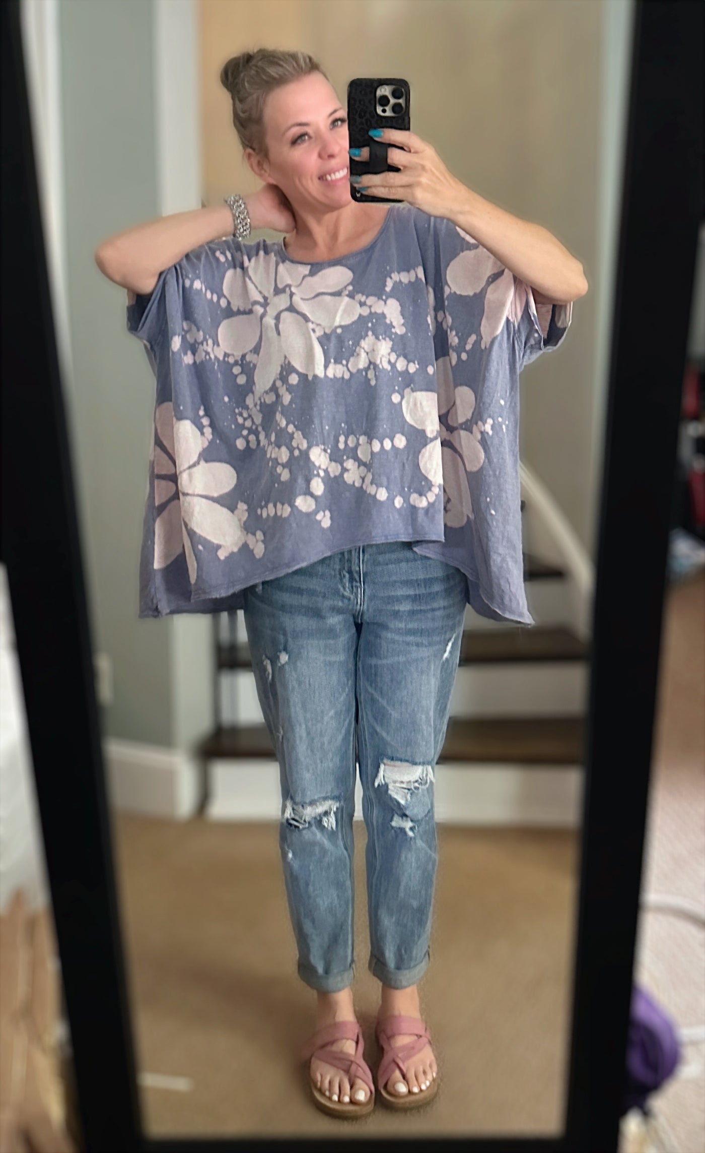 Oli & Hali Oversized Tie Dye Flower Boxy Top