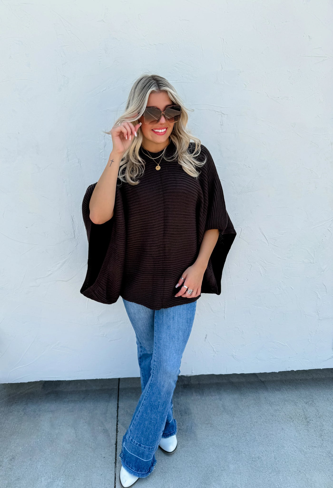 Meg Knit Sweater Pull Over Poncho by Blakeley - 3 Colors