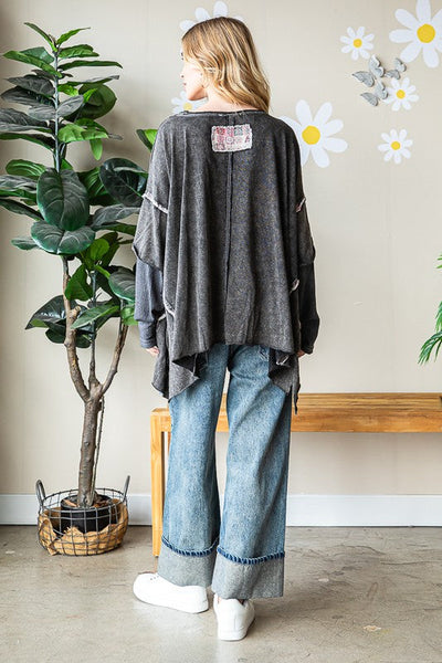 Mineral Washed Boho Oversized Boxy Flower Top - Oli & Hali