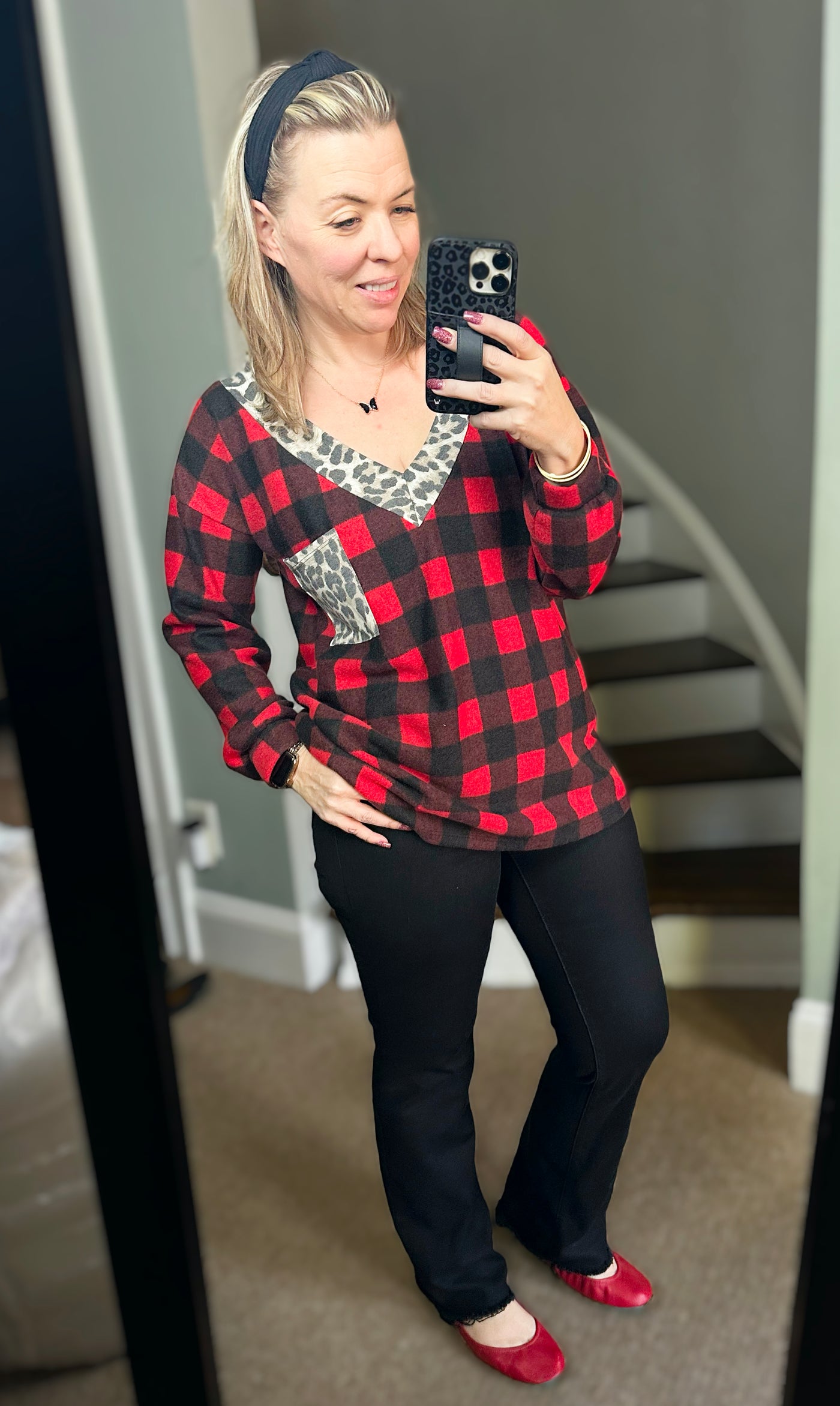 Super Soft Buffalo Plaid & Animal Print Top