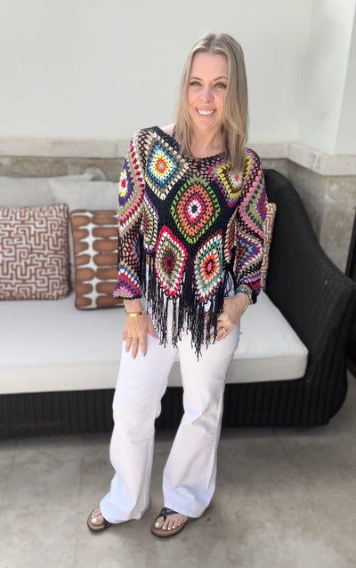 2 Colors - Boho Crochet Knit Fringe Bottom Tops - Blakeley