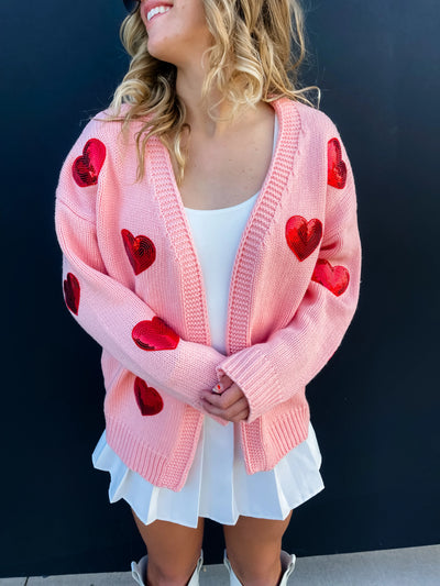 3 Colors - Blakeley Be Mine Sequin Heart Cardigans