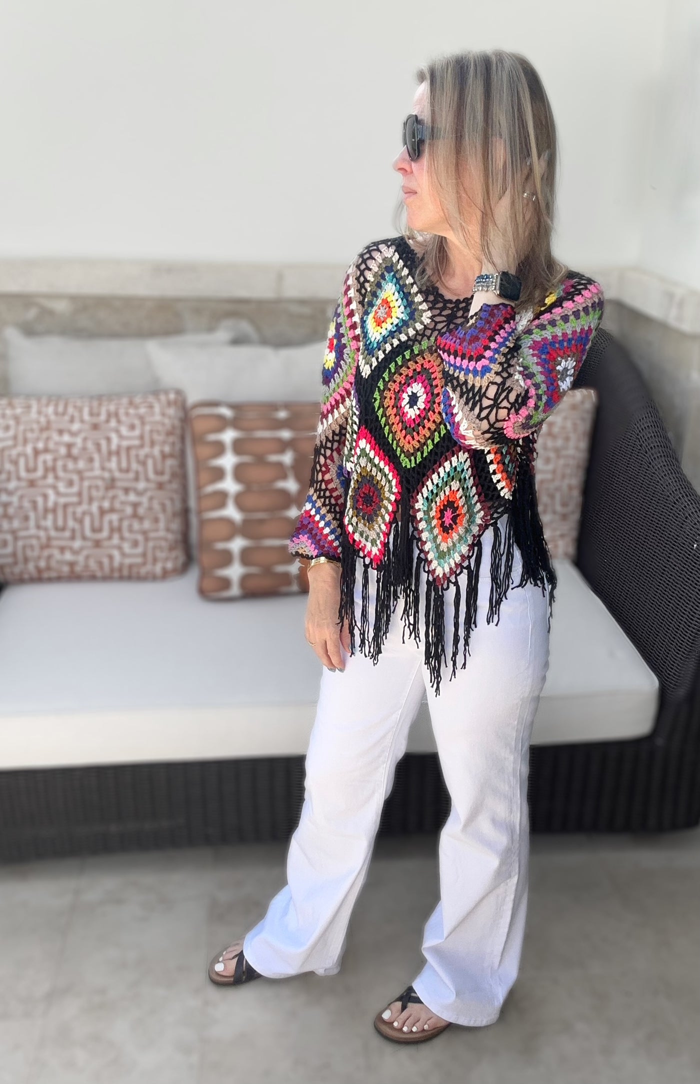 2 Colors - Boho Crochet Knit Fringe Bottom Tops - Blakeley