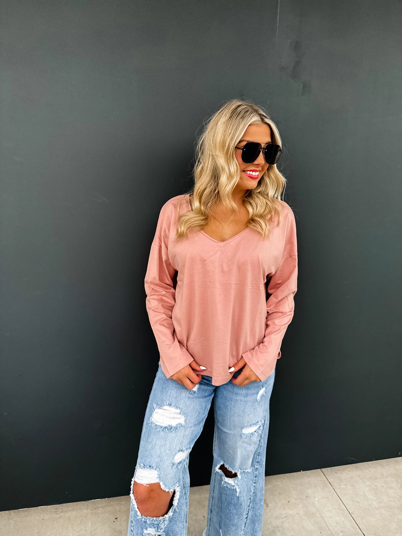 Parker Basic Washed Tee in Rusty Rose by Blakeley