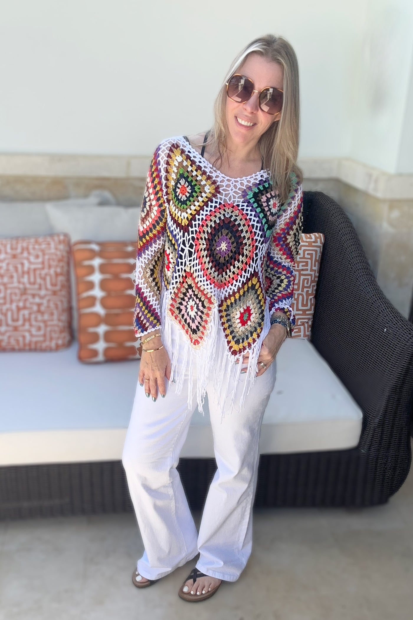 2 Colors - Boho Crochet Knit Fringe Bottom Tops - Blakeley