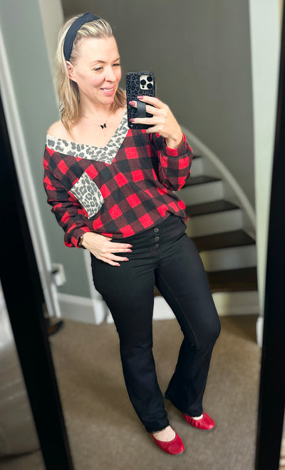 Super Soft Buffalo Plaid & Animal Print Top