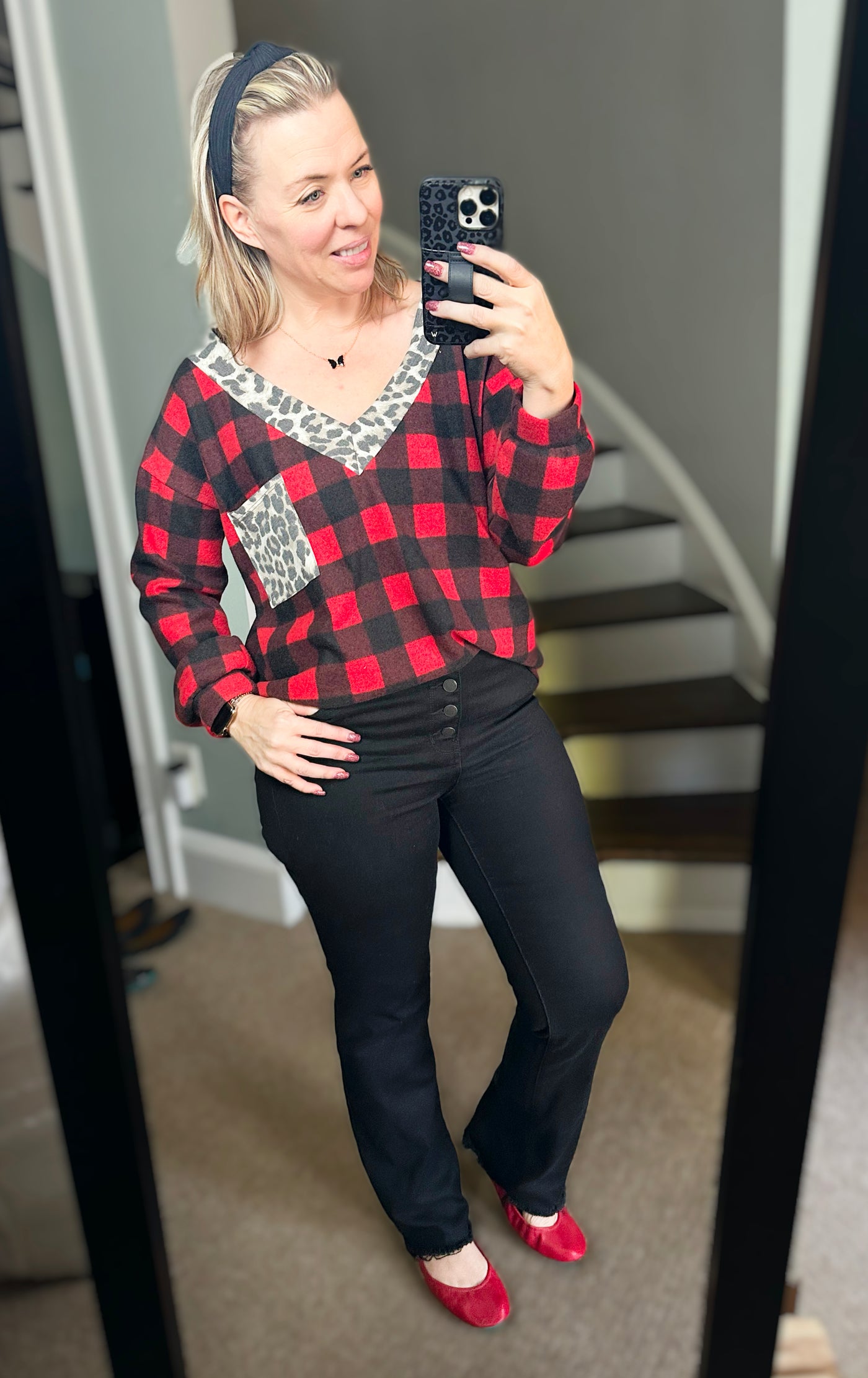 Super Soft Buffalo Plaid & Animal Print Top