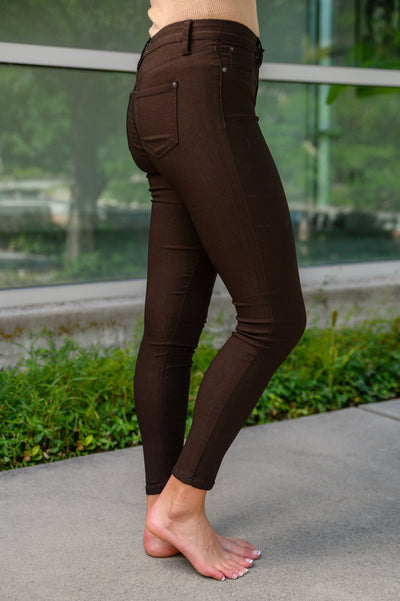 YMI Hyper Stretch Skinny Jeans In Dark Brown