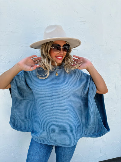 Meg Knit Sweater Pull Over Poncho by Blakeley - 3 Colors