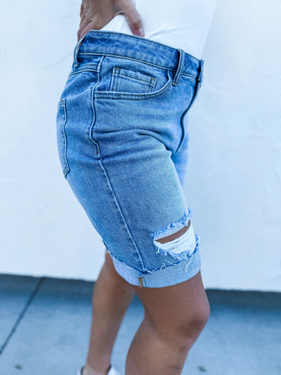 Carson Bermuda Denim Jean Shorts by Blakeley