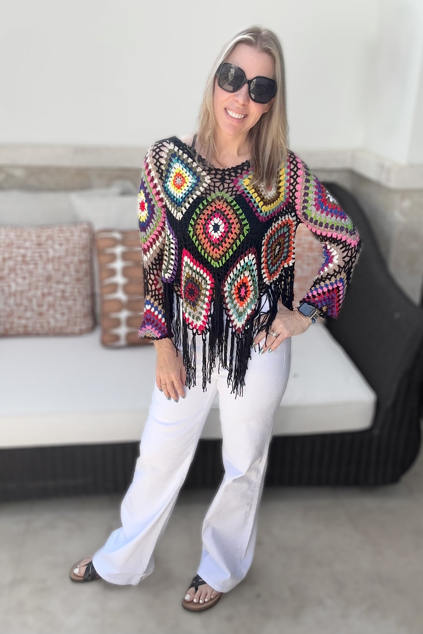 2 Colors - Boho Crochet Knit Fringe Bottom Tops - Blakeley