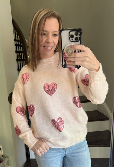 Sequin Hearts Ultra Soft Sweater by JadyK