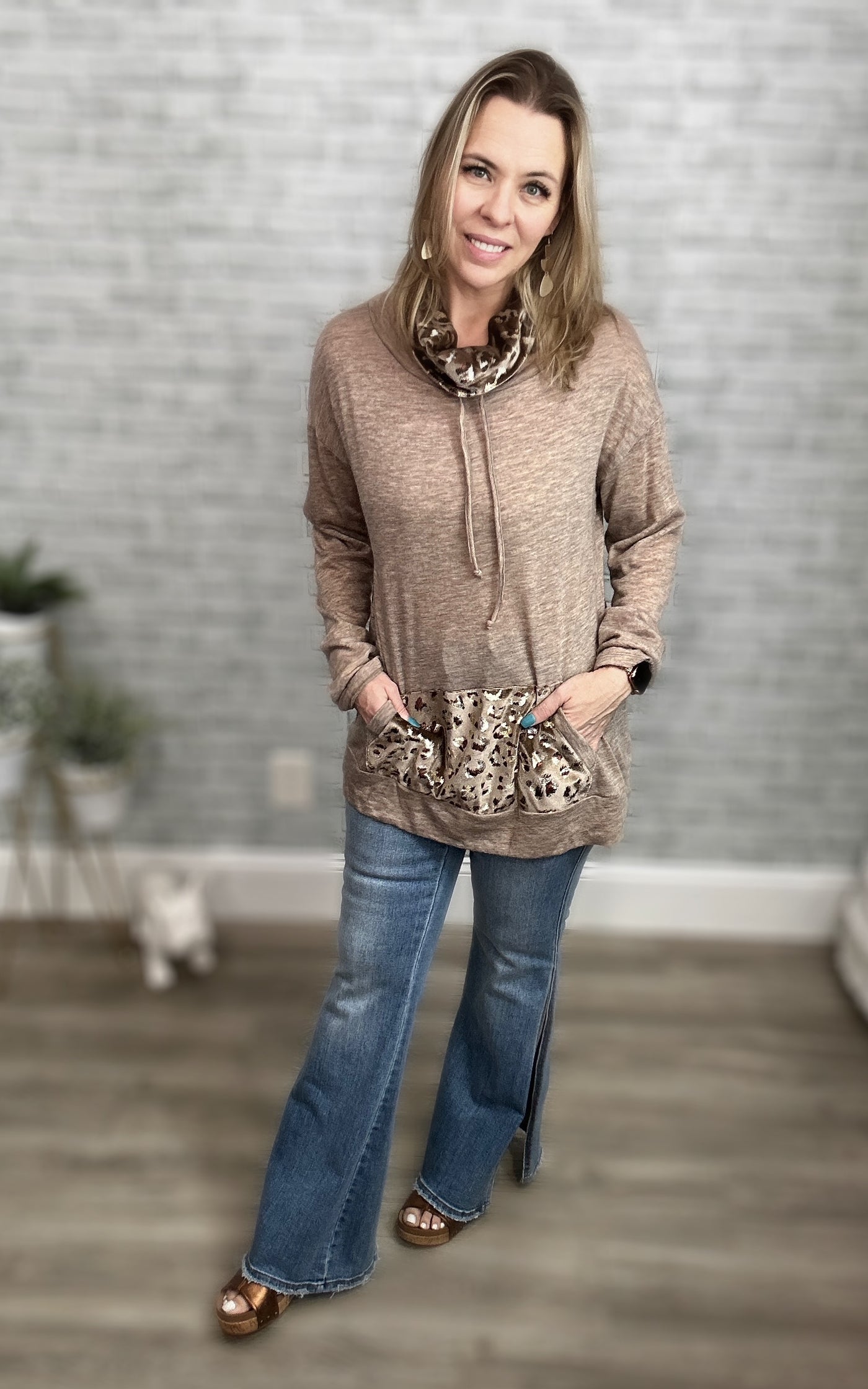 Metallic Animal Print Accent Funnel-Neck Top {And the Why}