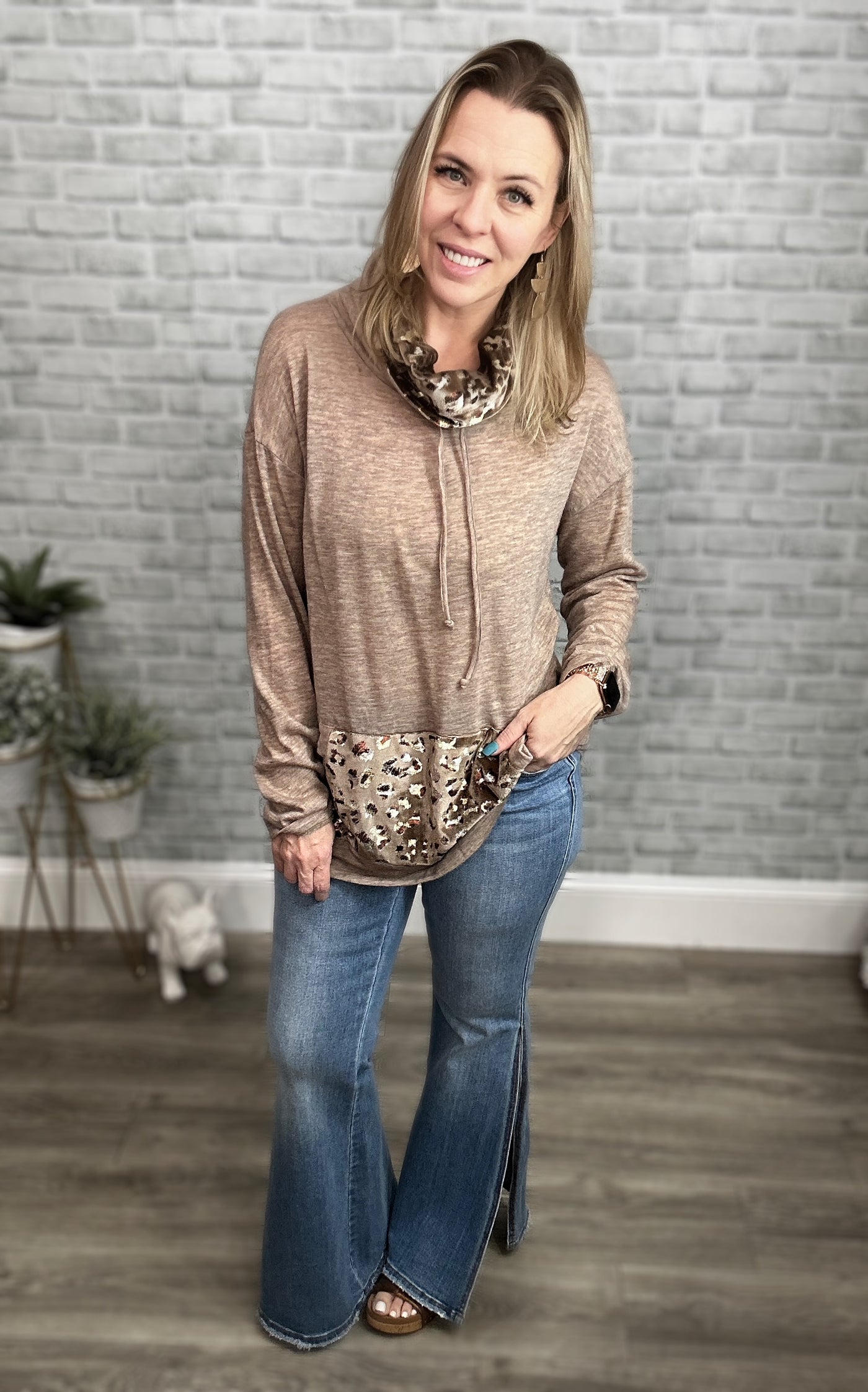 Metallic Animal Print Accent Funnel-Neck Top {And the Why}