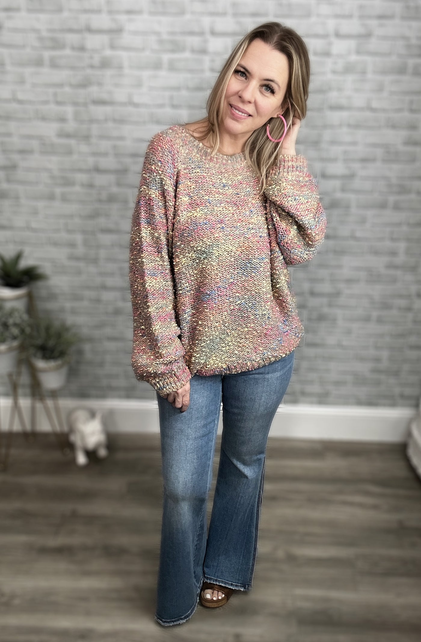 Colorful Textured Sweater by First Love