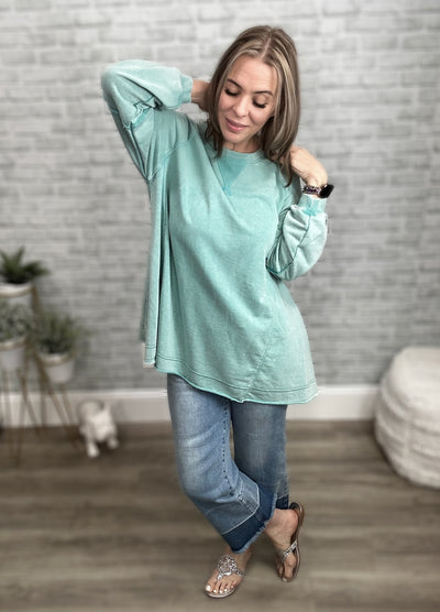 Jade by Jane Oversized Color Wash Sweatshirt with Pockets!