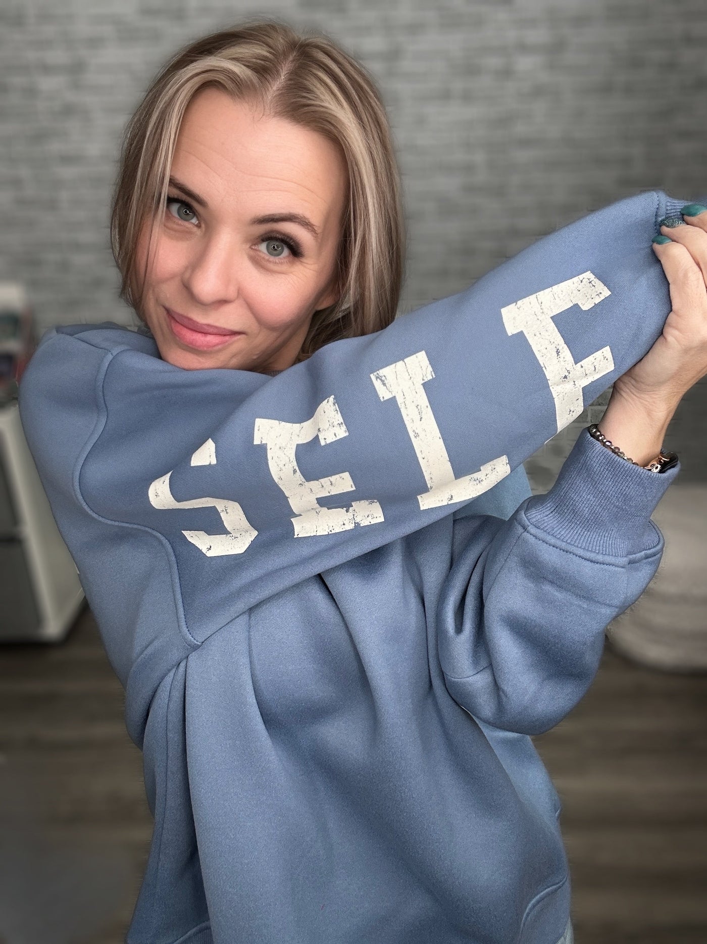 2 Colors - Be Yourself - Love Yourself Graphic Oversized Sweatshirt - Jade by Jane