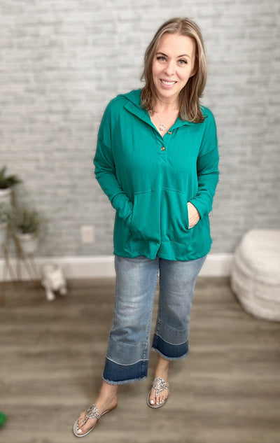 Oversized Flare Hoodie with Kangaroo Pockets and Thumbholes