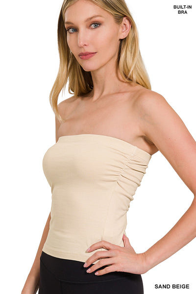 3 Colors - Cotton Built in Bra Tube Top
