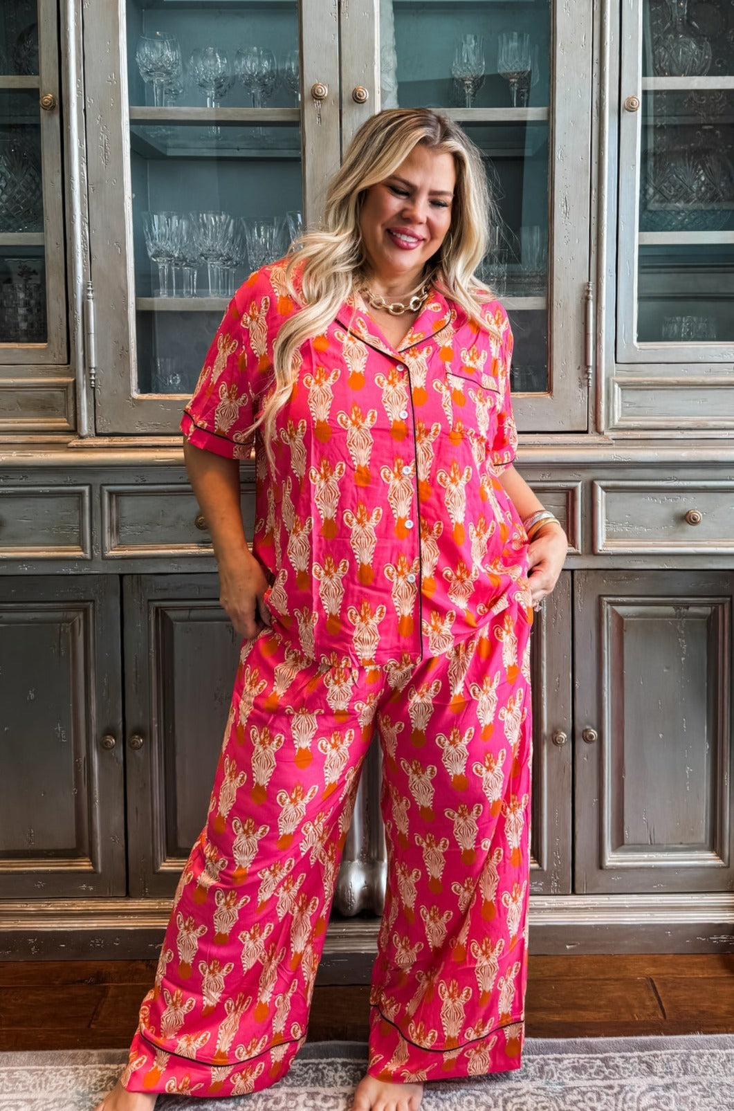 Luxe Pink Zebra PJ Lounge Set from Blakeley