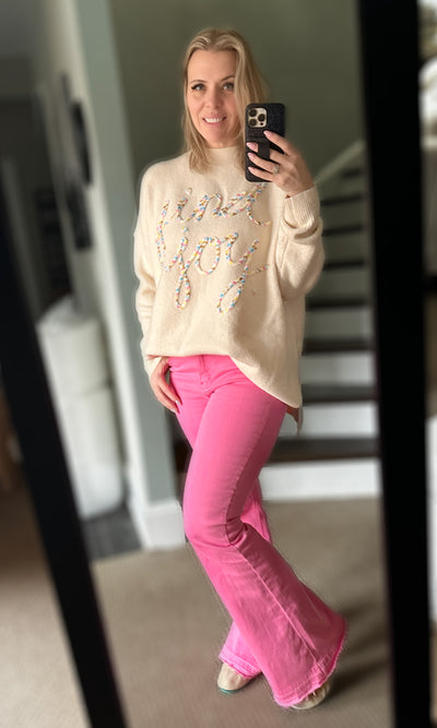 Oversized "Find Joy" Knit Sweater