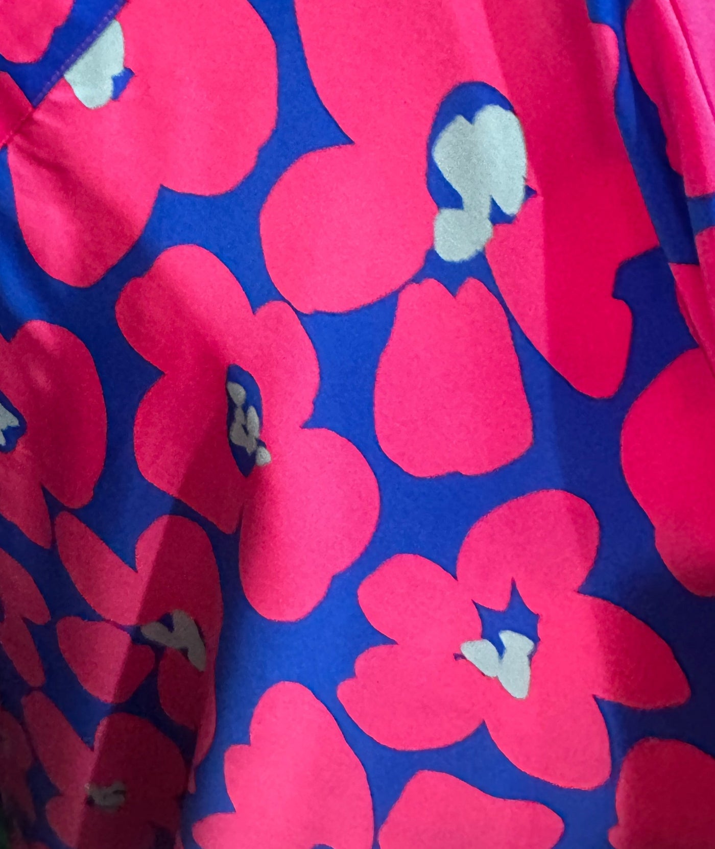 Vibrant Hot Pink and Royal Blue Large Scale Floral Print Top - Emily Wonder