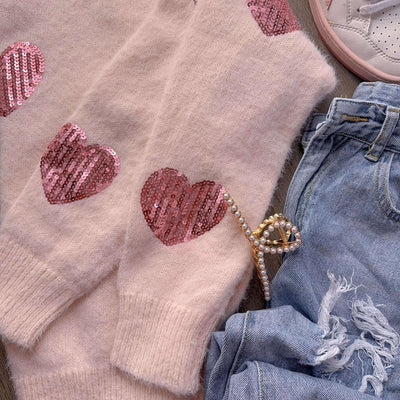 Sequin Hearts Ultra Soft Sweater by JadyK