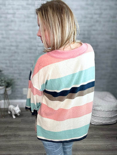 Brushed Super Soft Muted Colors Striped Top from Jade by Jane